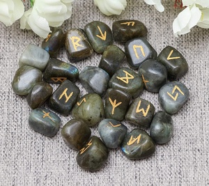 Juego de Runas de labradorita con letras grabadas, cristal curativo de brujería Nórdica - Product Image 4