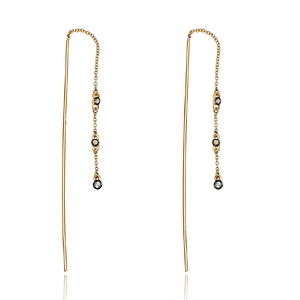Pendientes chapados en oro hechos a mano, pendientes de gota de piedras preciosas CZ de Plata de Ley 925 para mujer, joyería de regalo de boda - Product Image 1