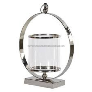 เชิงเทียนแก้วทำด้วยมือพร้อมกรอบเหล็กประเภทเชิงเทียนเคลือบผงสีดำสำหรับโอกาสอีสเตอร์ผลิตในอินเดีย - Product Image 3