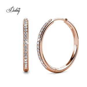 <span class=keywords><strong>Orecchini</strong></span> a cerchio 40mm dasini impreziositi da cristalli Swarovski in argento Sterling 925 Chic grandi <span class=keywords><strong>orecchini</strong></span> a cerchio rotondo da donna - Product Image 4