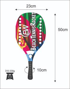 Raquettes de beach tennis avec face en fibre de carbone de 20 mm, poignée en fibre de carbone, filet en fibre de verre, poids 310-330 g, longueur 50 cm - Product Image 1