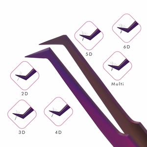Purple Str L-Type Eyelash Extension Tweezer Private Label, Stainless Steel Eyelash Extension Str L-Type Tweezer in Purple Color - Product Image 4