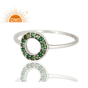 Anillo de boda de oro blanco Original para mujer, anillo de diseño hecho a mano, Gema de Color verde, proveedor - Product Image 2