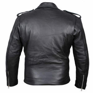Chaqueta de cuero negro de piel de vaca genuina transpirable hecha a medida, chaqueta de motorista ajustada para hombre, motocicleta de invierno de talla grande - Product Image 4