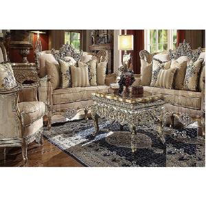 Luxury Gold Wooden Crafted Living Room Sofa Set Luxurious Wooden Carved Living Room Sofa Exclusive Teak Carved Living Sofa Set - Product Image 1