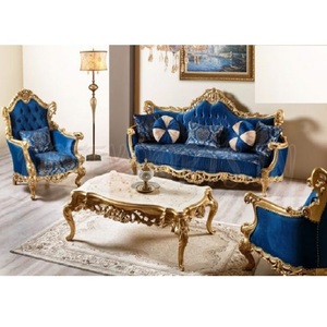 Conjunto de muebles de madera de teca tallada para sala de estar, conjunto de muebles italianos para sala de estar, sofá real de diseño, 5 uds. - Product Image 1