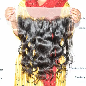 Raw virgin wholesale price cuticle aligned natural Body wave 13*4 Frontal Indian genius weft human hair