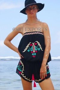 Barboteuse courte et Sexy pour femme, short à épaules dénudées, pantalon brodé, cordon de serrage, combinaison pour club, nouvelle collection été 2019 - Product Image 3