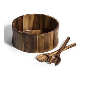 Serving Bowl Set in Brown <b>Wood</b> With Trending Round Design Perfect for Stylish <b>Kitchen</b> Tabletop and Dining <b>Accessories</b> Use - Product Image 1