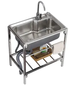 Stainless Steel Corner Kitchen Sink Garden Sink Single Bowl With Stand Free Standing Commercial Restaurant Kitchen Sink