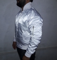 SATIN BLANC Varsity Letterman Bomber Veste DE BASEBALL