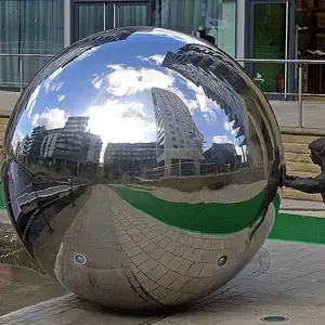 400mm-2200mm Grande Metal Decorações Ao Ar Livre Escultura Esfera Oca Jardim De Aço Inoxidável Bola