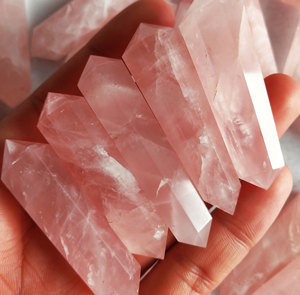 Porte-clés en quartz rose à double pointe, cristal de guérison naturel, pierre de lune pêche, pierre précieuse polie, fournisseur en gros, article cadeau - Product Image 2