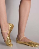 Chaussures de danse ballet en PU synthétique unisexe Chaussures de danse orientale pointues pour femmes Classe de danse Ballet plat doré