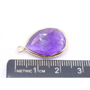 Colgante de Amatista con Base en Forma de Pera, Bisel de Plata, Chapado en Oro, para la Creación de Joyas - Product Image 2