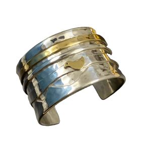 Two Tone <b>Cuff</b> <b>Bracelet</b> Gold/<b>Silver</b> Plated Fashion Jewelry for women New design Wide <b>cuff</b> <b>bracelet</b> - Product Image 1