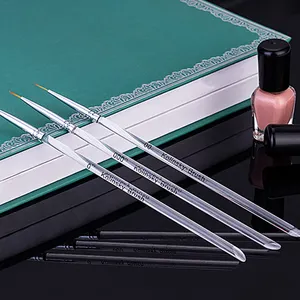 ODM/OEM moda şeffaf akrilik tasarım tırnak sanat araçları 3D cetvel kalemi tırnak fırçası seti şerit kalem