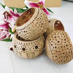 Applique murale en noix de coco à abat-jour rond COCO-ECO/lampe en noix de coco sculptée Vietnam/lampe en palmier de noix de coco de divers designs - Product Image 6