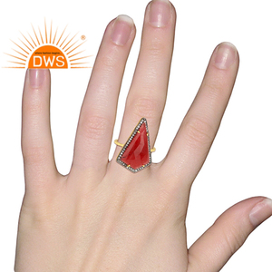 Pretty Looking Sterling <b>925</b> <b>Silver</b> Cocktail <b>Ring</b> For Gift 22k Gold Plated Jewelry Supplier Classic Collection - Product Image 4