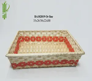 2024 Eco-Friendly Bamboo Minimalist Decorative Storage Tray <b>Wicker</b> Multifunction Wardrobe Table Kitchen Living Room Bathroom - Product Image 1