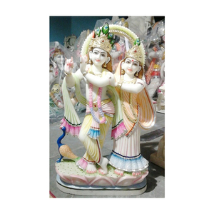 Sculptures du dieu Jodi en marbre indien, Radha Krishna Jugal, faite à la main - Product Image 1