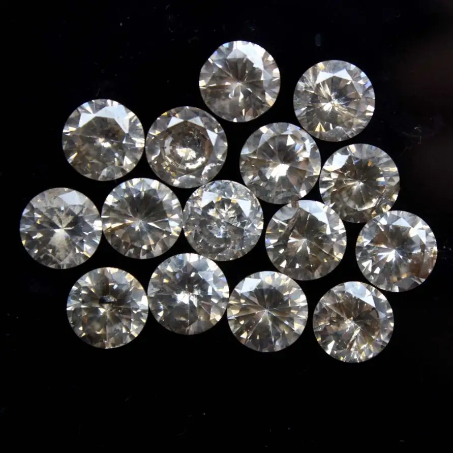 Natural Moissanite Diamond Faceted Cut Stone Diamond Cabochon Size 8 MM Round Shape Wholesaler Price