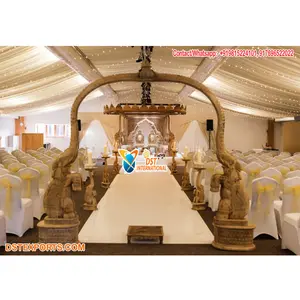 Düğün ahşap fil Tusk Mandap kapısı yeni tasarlanmış kemer tarzı fil ayağı kapısı geleneksel düğün giriş Tusk Pillar