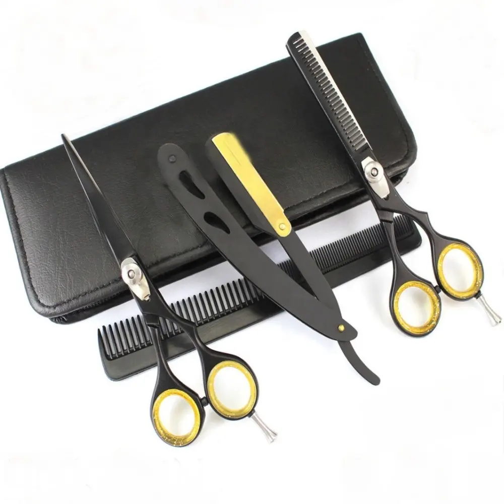 4pcs set Salone di Barbiere Taglio Dei Capelli Assottigliamento Forbici Cesoie di Parrucchiere