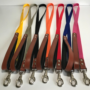 Custom Padded Genuine Leather Dog <b>Leash</b>, Nylon, Custom 7 Colors, <b>Pet</b> Goods - Product Image 1