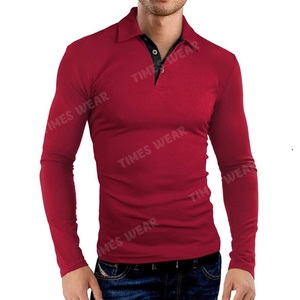 Men's High Quality <b>3</b> Button Full Sleeve Polo Neck European Polo Shirt - Product Image 3