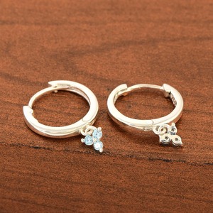 925 Sterling Silver Minimalist Fine Jewelry Thin Charm <b>Earrings</b> Three Blue Topaz Gemstone <b>Rhodium</b> Plated Hoops Best Supplier - Product Image 4