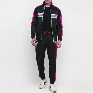 Latest Design Men's Zipper Sweatshirt Hoodie With Stripped Track Pants Sports Tracksuit Set With Your Own Logo - Product Image 3