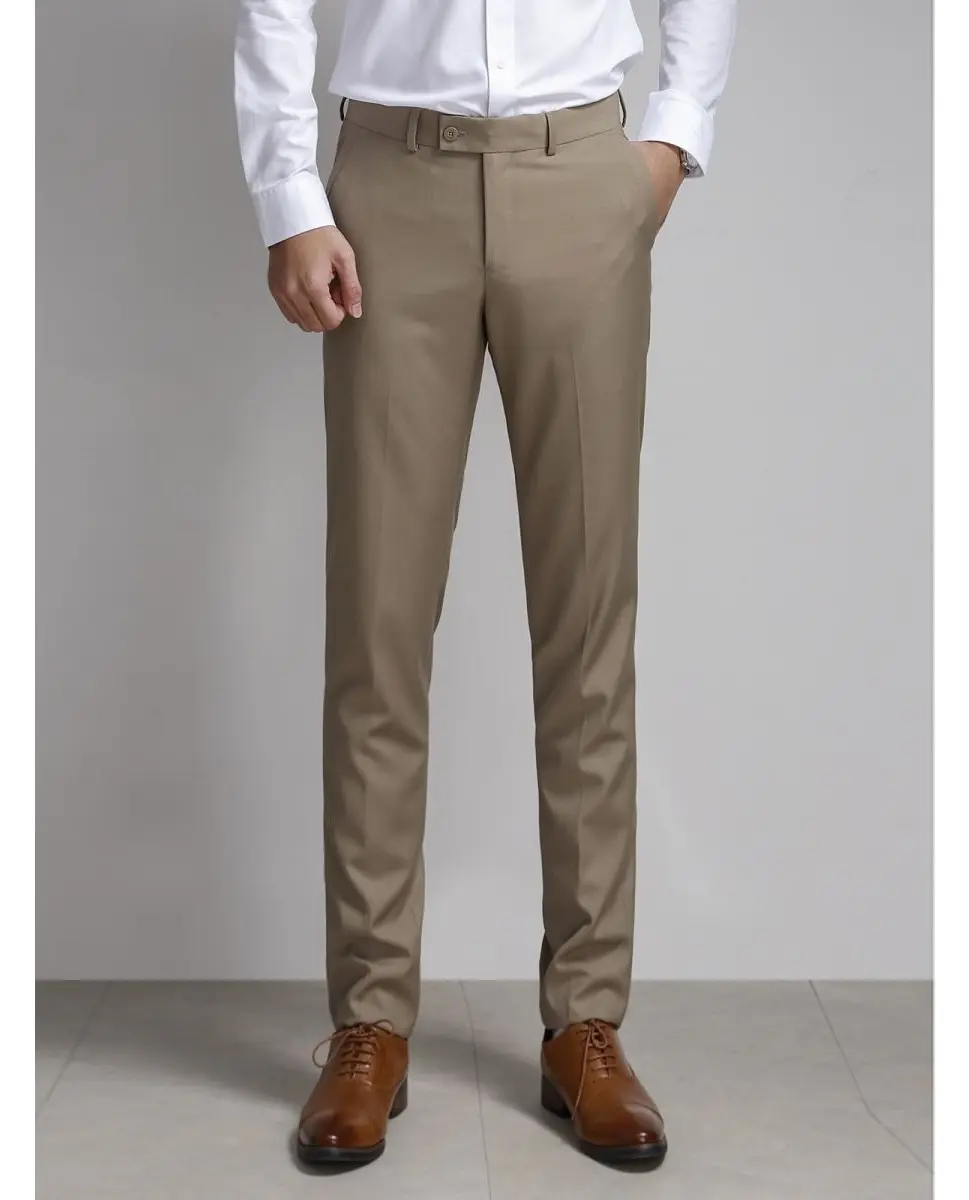 Calças de trabalho formal para homens, calças de alta qualidade de bege, slim fit, feitas em viet 2021