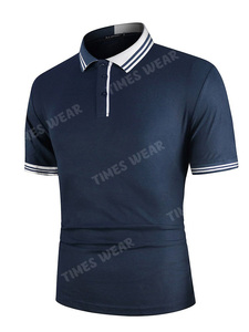 Polo de verano para hombre de alta calidad 100% algodón antiarrugas patrón sólido Jersey tela Color bloque Patchwork cuello Polo - Product Image 6