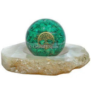 Malachite Orgone Sphère avec Choco-Reiki Guérison Produits Reiki Orgone - Product Image 1