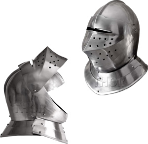 หมวกกันน็อคนอร์แมนยุคกลางไวกิ้ง,หมวกนักรบเกราะ Mas สีเงินพร้อมหมวกกันน็อคหนัง - Product Image 4