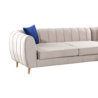 Sofá Seccional Esquinero Chesterfield Moderno de Terciopelo con Botonaduras, Sofá Cama con Estructura de Madera Maciza para Apartamento, Sala de Estar, Gimnasio, Centro Comercial, Hospital