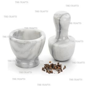 Juego de mortero y Maja de hierba pulida de mármol con mortero y Maja de utensilios de cocina de forma redonda de la mejor calidad a granel - Product Image 1