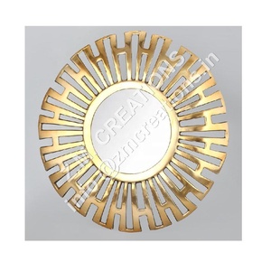 หรูหราขนาดใหญ่ผนังกระจกที่ไม่ซ้ำกันโบราณขายส่งโลหะกระจกห้องนั่งเล่นผนังตกแต่งภายในสีทองรอบรูปร่าง - Product Image 1