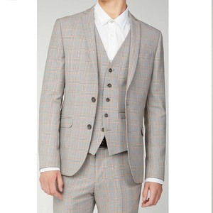 Men's Fashion <b>3</b>-Piece Slim Fit Wedding Business Suit Classic Color Two Buttons Blazer Waistcoat Pant Wool Viscose Anti-Wrinkle - Product Image 1