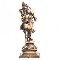 Figura hecha a mano del Señor Ganesha, estatua de latón dorado, escultura de baile finamente grabada, piezas de decoración, artículos de regalo