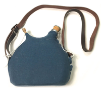 Sac de style classique en toile bleue avec cordon et sangle en cuir, pour bouteille en liège, 100% polyester enduit, écologique, pour vêtements