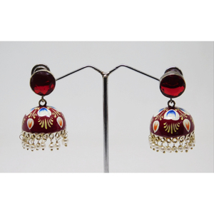 treanding handpainting silver look alike stone stud earings - Product Image 2