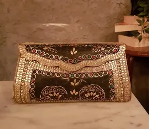 Mosaik-Metallkupplung traditionelle Boho-Tasche ethnische Metallbörse bohème indische Kupplung handgefertigte antike ethnische Tasche von LUXURY CRAFTS