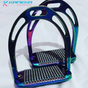 Estribo de seguridad con revestimiento de titanio, con almohadilla de goma, silla de montar ecuestre ligera, accesorios, equipo de montar a caballo - Product Image 6