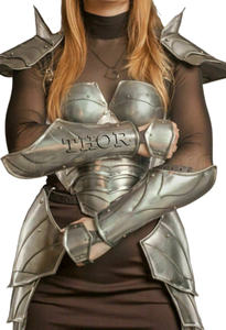 ชุดเกราะอัศวินยุคกลางแบบเต็มตัว คอวี จับจีบด้านหน้า ผ้าระบายอากาศ ไซส์ XL ชุดเกราะ LARP สำหรับผู้ใหญ่ - Product Image 6