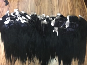 14 Inches HD Soft Virgin Remy Hair <b>Machine</b> Double Weft Silky Straight Unprocessed Bone Straight Hair <b>Weaving</b> Vietnam Human - Product Image 3