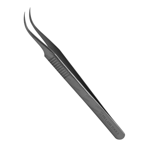 แหนบปลายโค้งแข็งแรงทำจากสเตนเลสสตีล,แหนบโค้งแข็งแรงพร้อมที่จับนิ้วดีไซน์เป็นฉลากส่วนตัวสำหรับต่อขนตา - Product Image 3