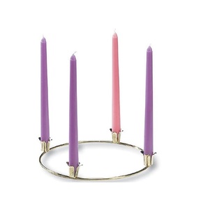 Brassworld inde petit bougeoir rond en laiton Style religieux modèle en métal fournitures d'église polies - Product Image 1