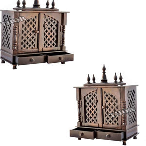 Design en bois Temple Pooja Mandap Temple marron en bois chambre & bureau buanderie Temple Pooja cadeau - Product Image 1